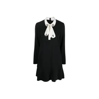 RED VALENTINO FW22 Long Sleeved Dress Women's Black