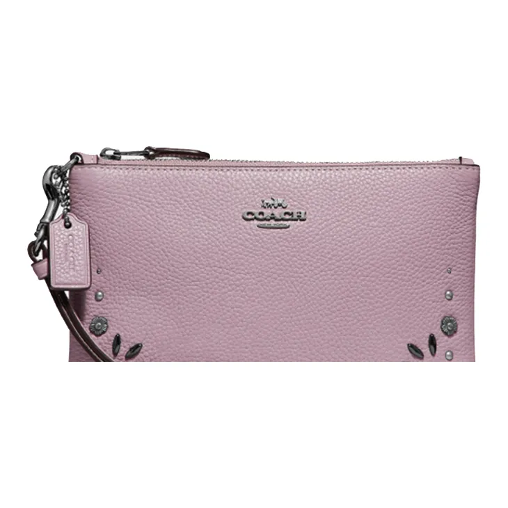 COACH Wristlet Leather Wrist Bag Clutch Trumpets Women's Ice Purple-4
