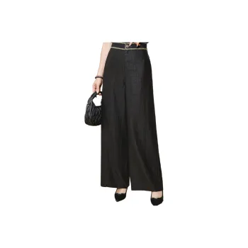 Yi Mengyuan Silk Casual Pants Women's Black
