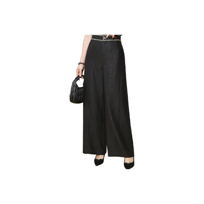 Yi Mengyuan Silk Casual Pants Women's Black-0