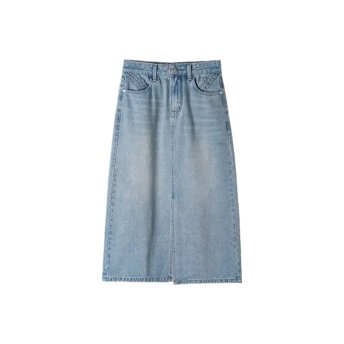 HIPPIEMISS Denim Long Skirt Women's Vintage Blue-9