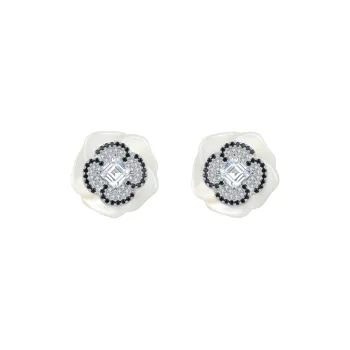BABYBEI 925 Sterling Silver Mother Of Pearl Glamorous Style Lively Design Premium Soft Stud Earrings Women's