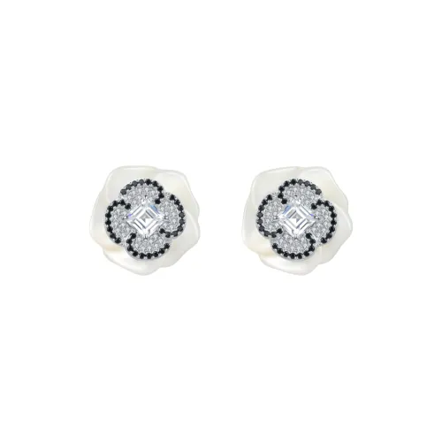 BABYBEI 925 Sterling Silver Mother Of Pearl Glamorous Style Lively Design Premium Soft Stud Earrings Women's