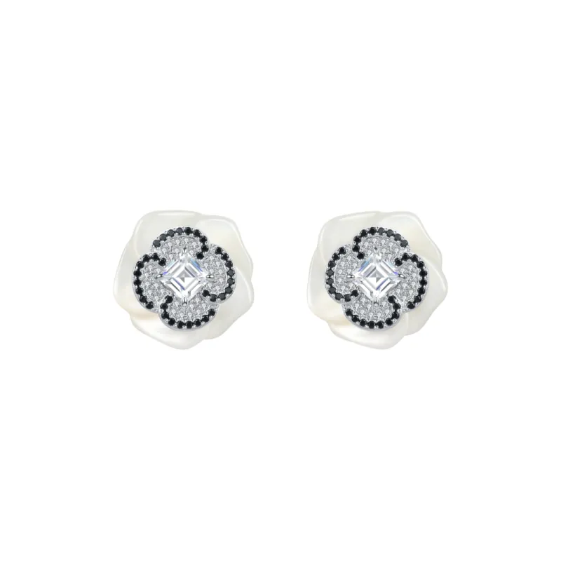 BABYBEI 925 Sterling Silver Mother Of Pearl Glamorous Style Lively Design Premium Soft Stud Earrings Women's-0