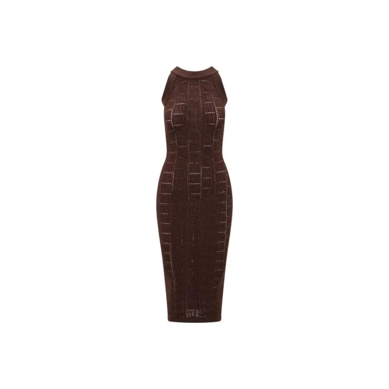 BALMAIN SS23 Sleeveless Dress Women's Brown-0
