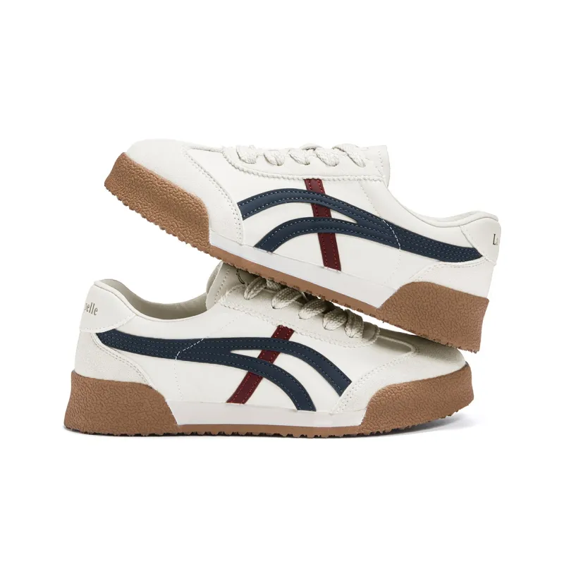 La Chapelle Anti-Slip And Wear-Resistant Height Increasing Rebound Low-Top Casual Shoes Women's White Blue-4