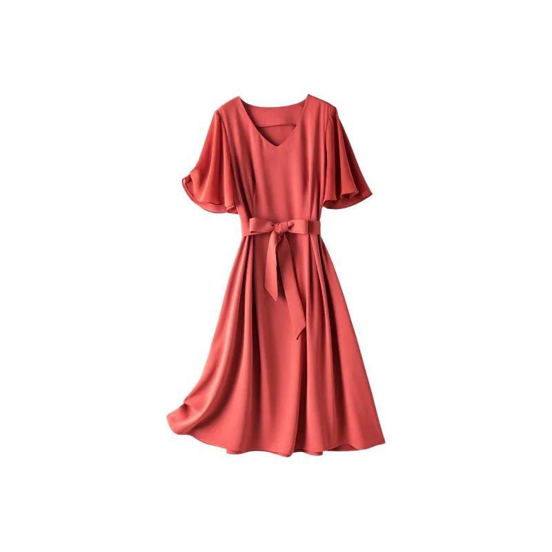 H YXIANG Short Sleeved Dresses Women's Red-0