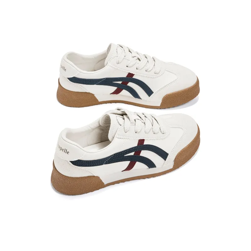 La Chapelle Anti-Slip And Wear-Resistant Height Increasing Rebound Low-Top Casual Shoes Women's White Blue-3