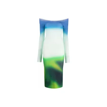OFF WHITE Blurred Seamless Knit Dress Multi