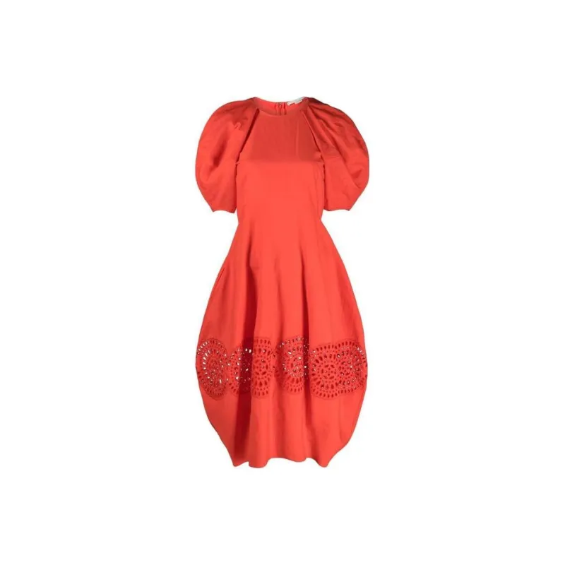 Stella McCartney Cut Out Puff Sleeved Midi Dress-0