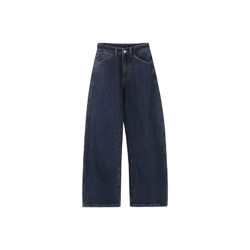 Fstudio Fall And Winter Korean Commute Relaxed High Rise Straight Fit Casual Jeans Unisex Blue