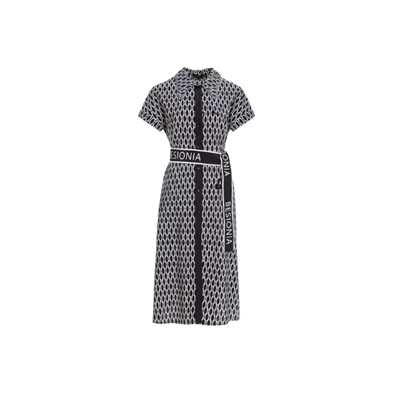 BESIONIA SS23 Short Sleeved Dress Women's Black White Pattern-0