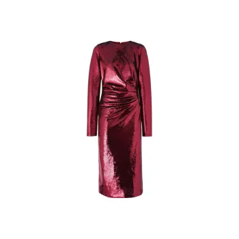 Burberry Aurora Gathered-detail Sequin Midi Dress