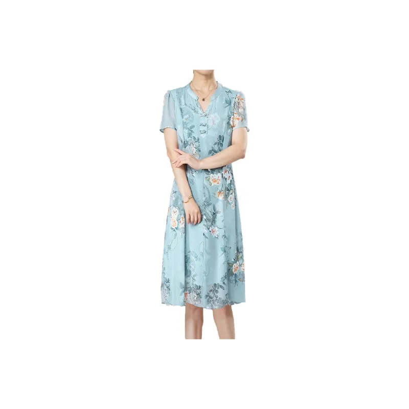Mapping Short Sleeved Dresses Women's Blue-0