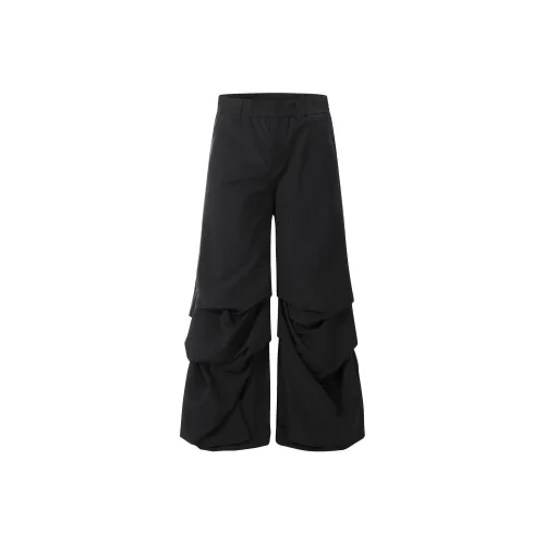 Vine Color Casual Pants Unisex Black