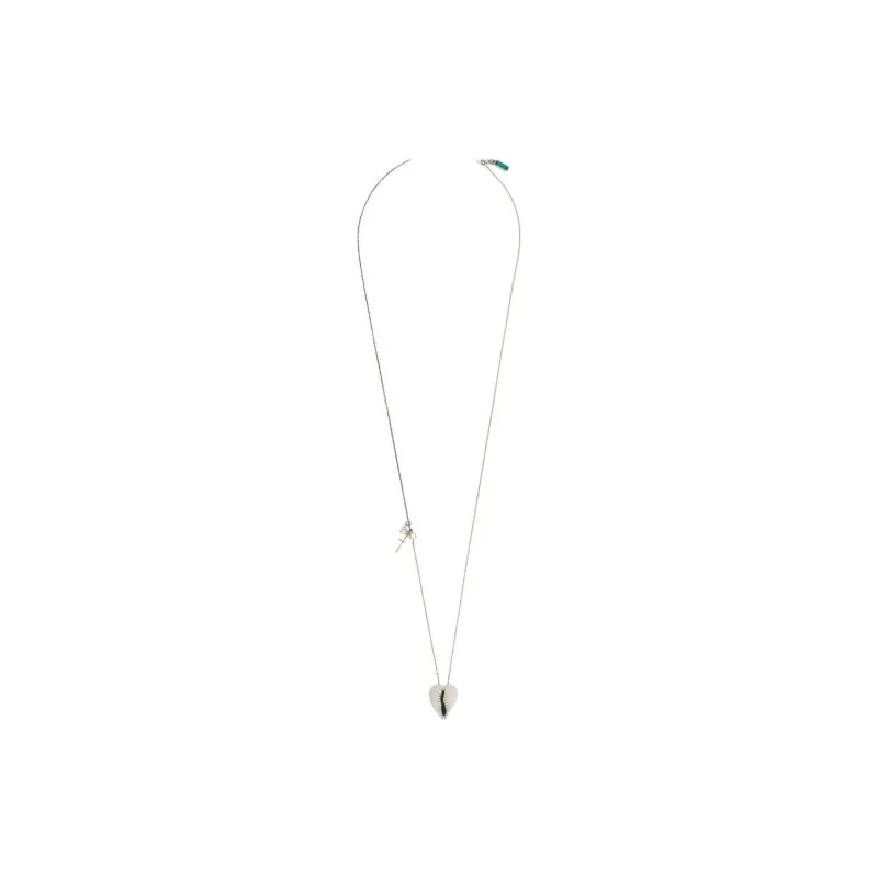 SAINT LAURENT Crystal Necklaces Unisex Silver-1