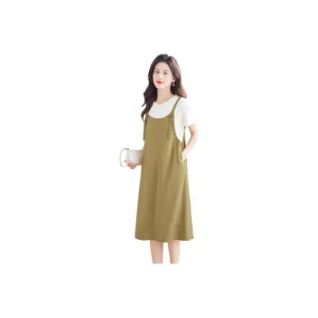 Cypress House Short Sleeved Dress Women's White Above, Khaki Below