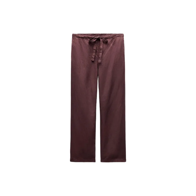 ZARA ZW Series Casual Pants Women's Dark Red Color-0