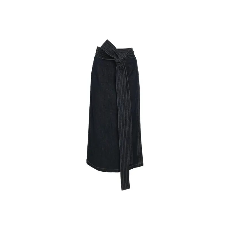 Marisfrolg Denim Long Skirts Women's Navy Blue-0