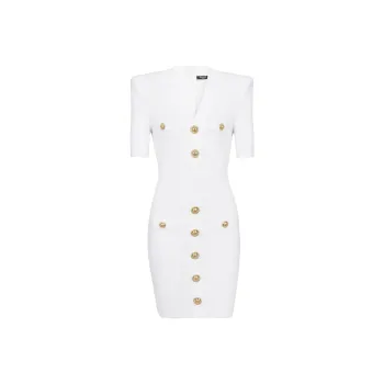 BALMAIN Button Embellished Knitted Dress