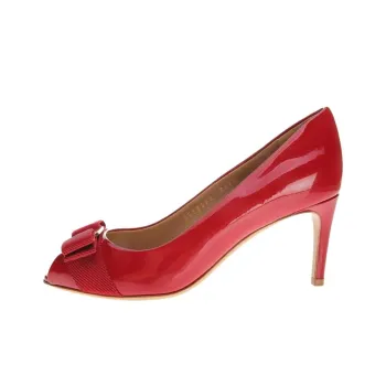FERRAGAMO Pola Slim Heel High Heels Women's Red