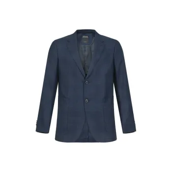 Zegna SS25 Business Suit Coat Men's Dark Blue