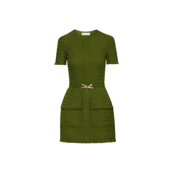 Oscar De La Renta Dragonfly-belt Tweed Minidress