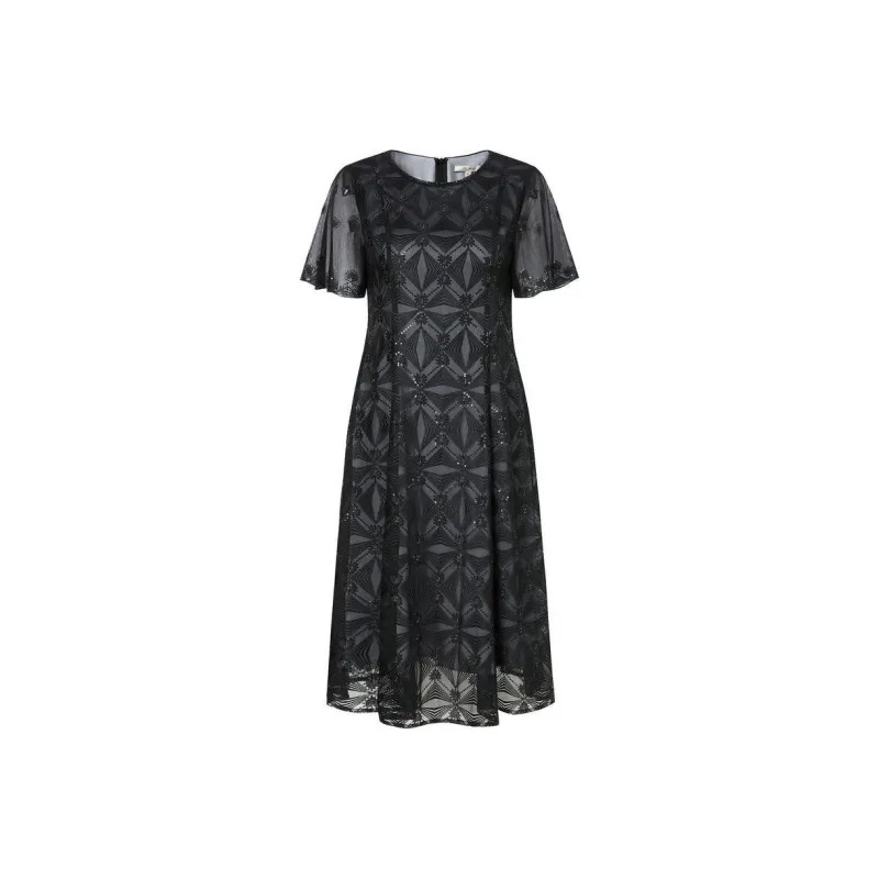 JZ. ANNAKRO Short Sleeved Dress Women's Floral Black-0