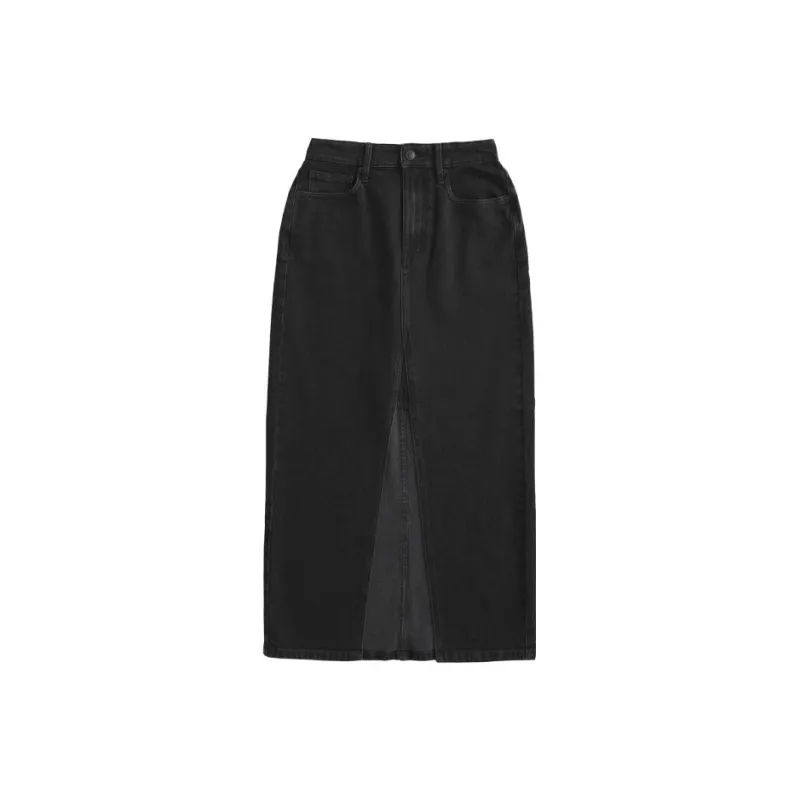 Hollister Denim Long Skirts Women's Black-0