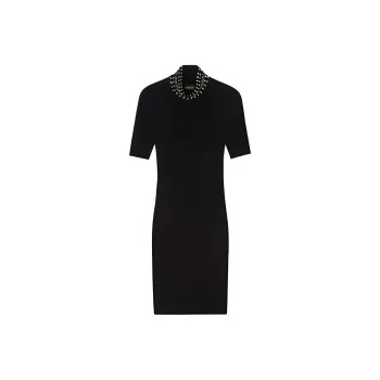 VERSACE Spiked turtleneck Knit Minidress