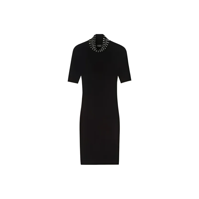 VERSACE Spiked turtleneck Knit Minidress-0