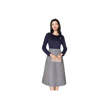 BBLLUUEE Long Sleeved Dress Women's Ink Blue