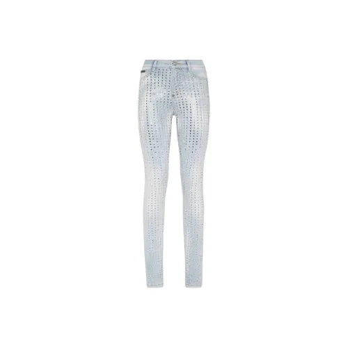PHILIPP PLEIN Crystal Pinstripe High rise Jeggings
