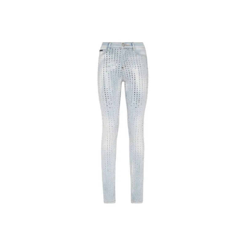 PHILIPP PLEIN Crystal Pinstripe High rise Jeggings-0