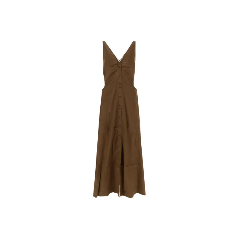 GANNI Sleeveless Dresses Women's Brown-0