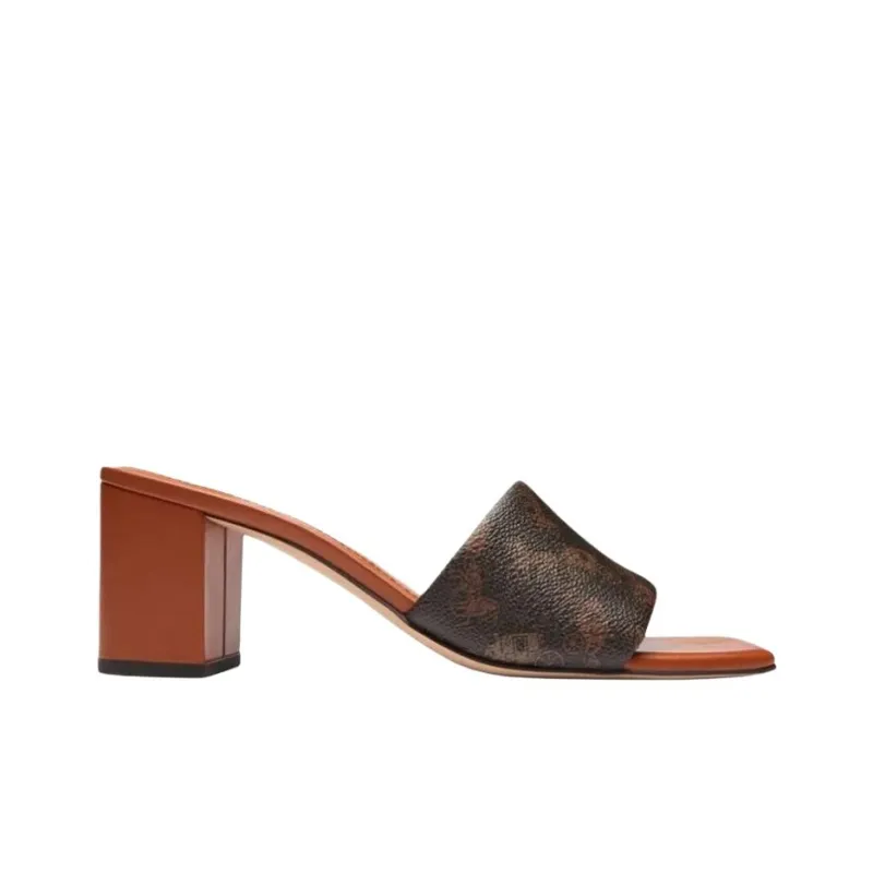 COACH Slip Resistant Slide Slippers 6.5cm Women's Brown-1