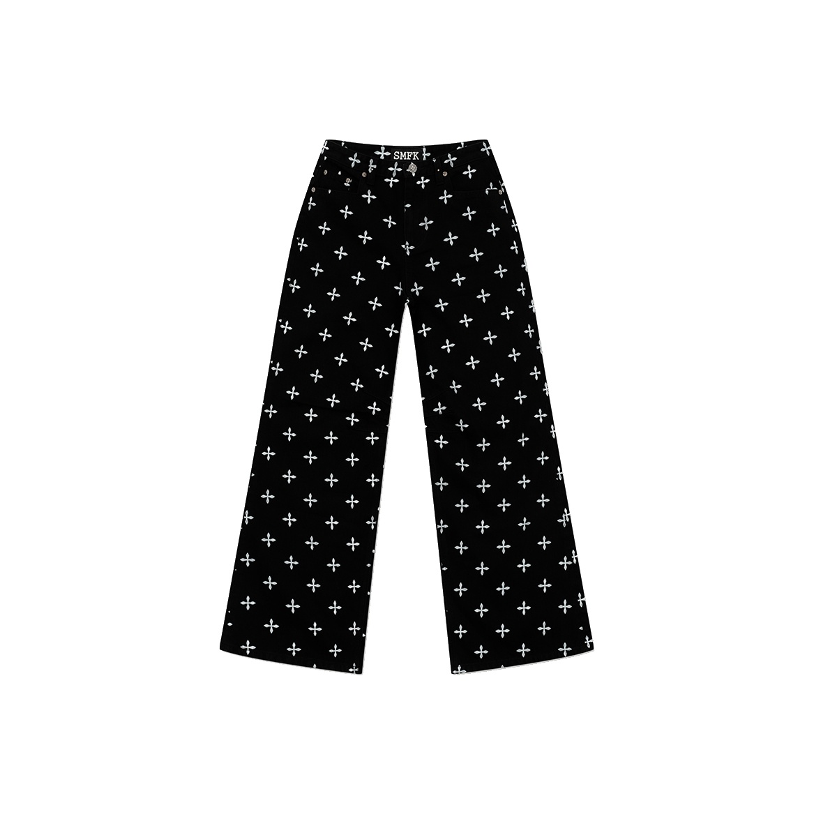 SMFK Jeans Unisex Black Floral Garden - POIZON