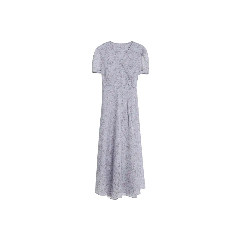 Fstudio Floral Short Sleeved Tea Dress Women's Blue-0