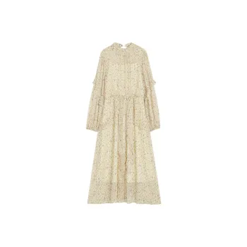 CHACHASTU Long-Sleeved Dresses Women's Small Yellow Flower