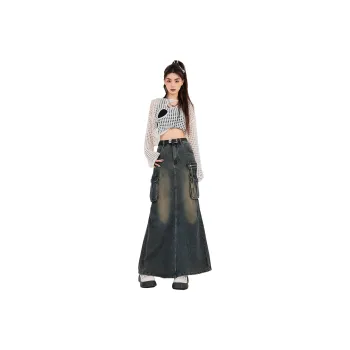 Concubine Zhu Denim Long Skirt Women's Concrete Gray