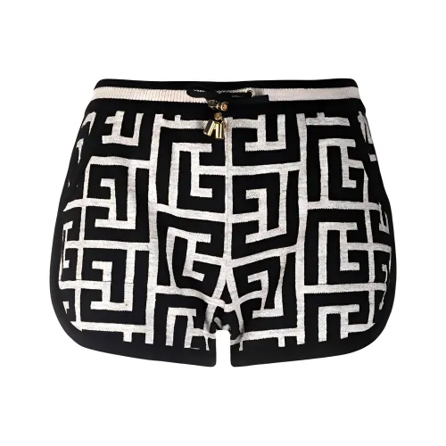 BALMAIN Maxi Monogram Knitted Shorts 'Ivoire/Noir'