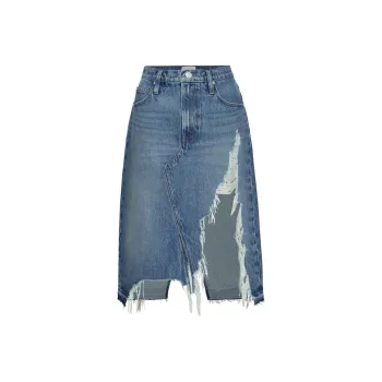 FRAME Distressed Denim Skirt