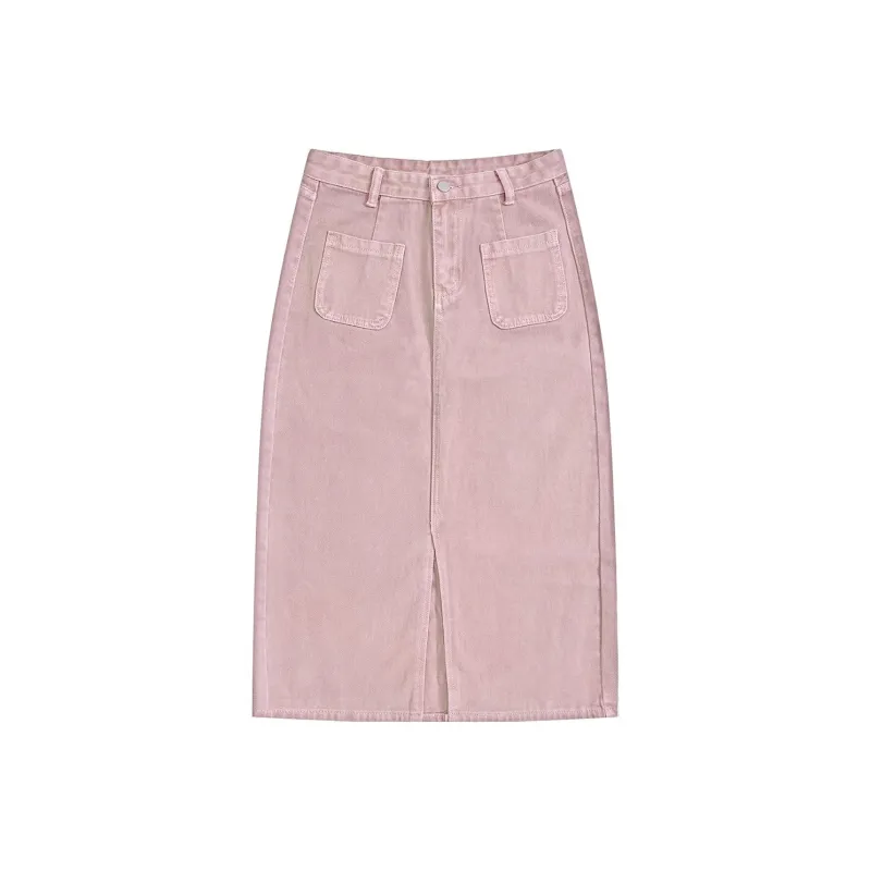 FOREVER 21 Denim Long Skirts Women's Pink-0