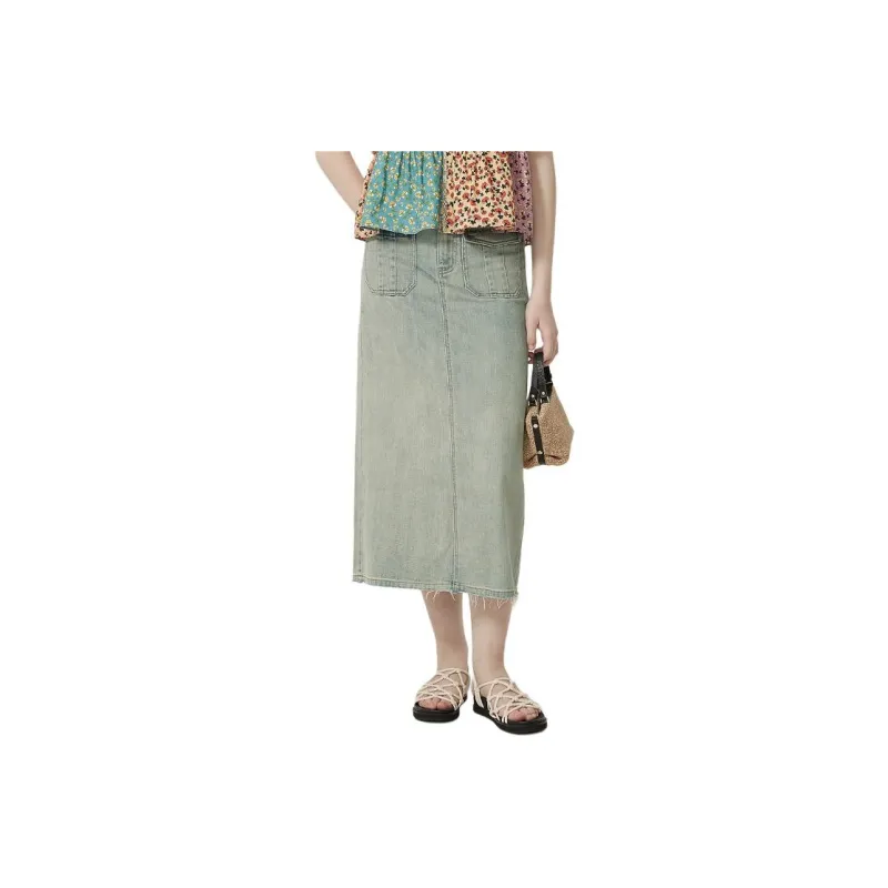 AIVEI Denim Long Skirts Women's Glacier Blue/3200-0