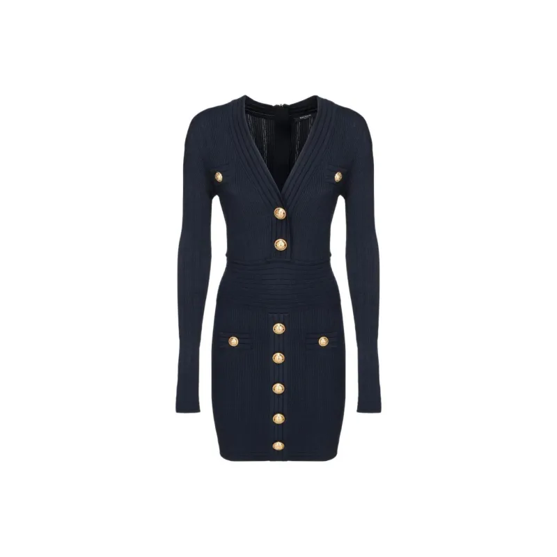BALMAIN Long-Sleeved Dresses Women's Blue-0