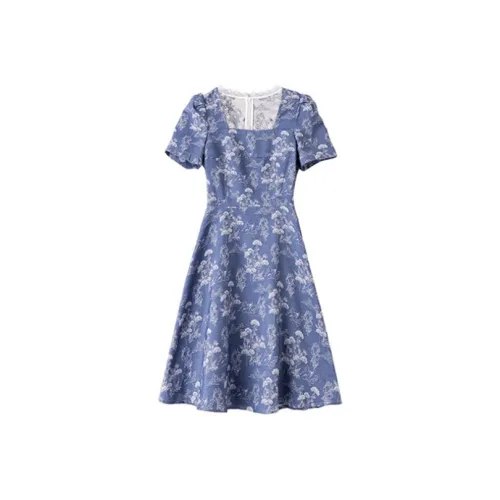 Mapping Short-Sleeved Dresses Women's Blue