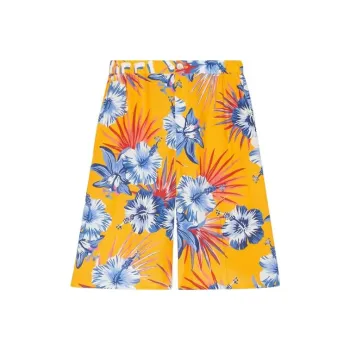 GUCCI Wild Flower Cropped Shorts Yellow