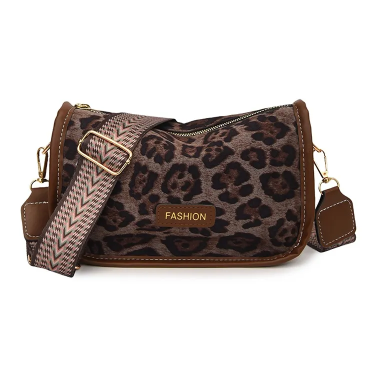 Yalu Flannelette Shoulder Bag, Crossbody Bag Women's Black Leopard Print/Brown Leopard Print-0