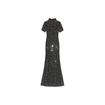 Self-portrait Rhinestone Mesh Midi Dress