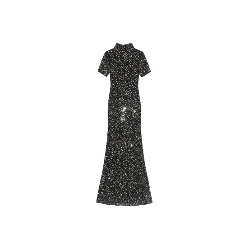 Self-portrait Rhinestone Mesh Midi Dress-0